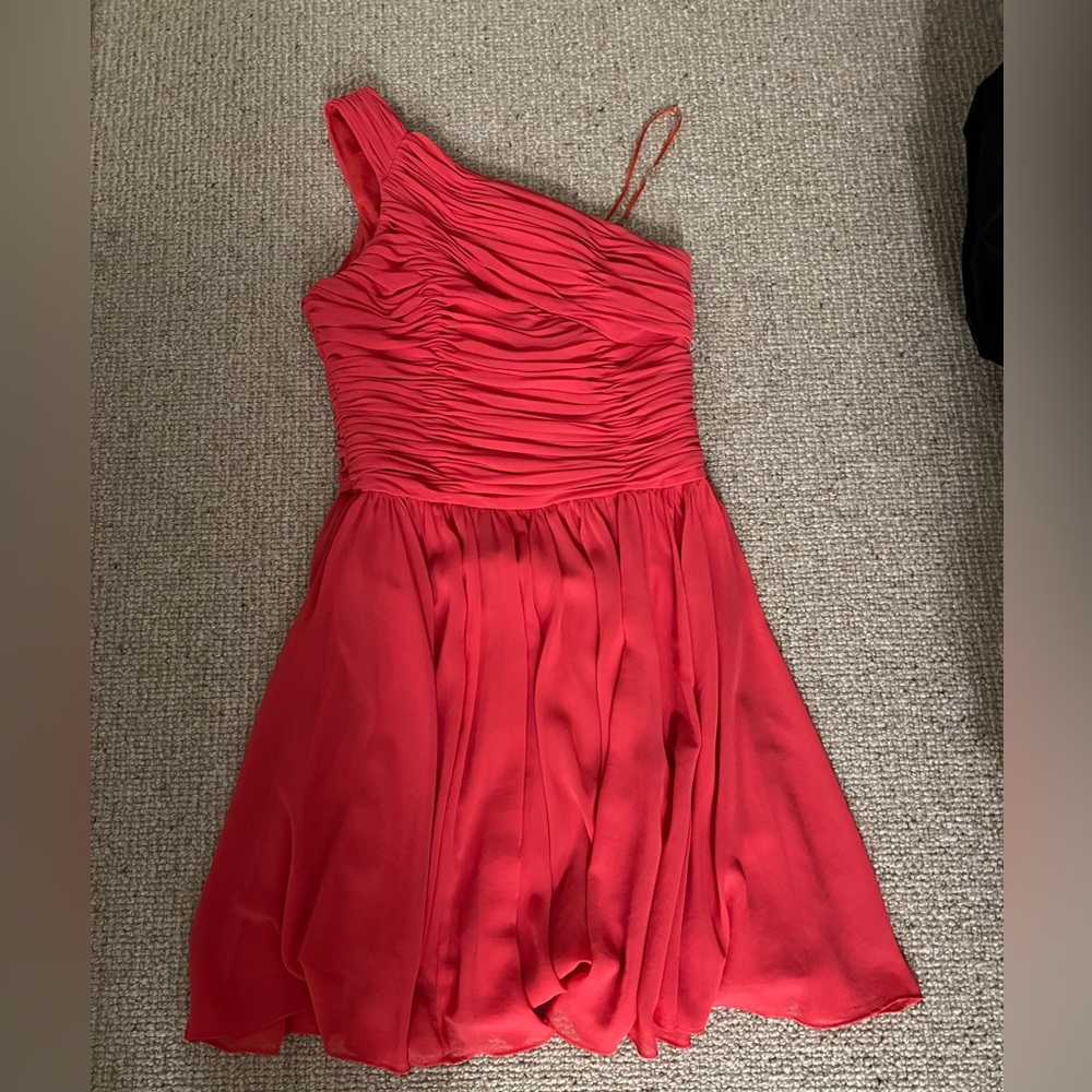 Elegant Coral One-Shoulder Dress